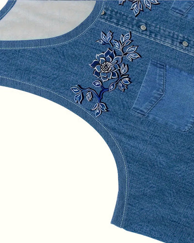 Kleid Ärmellos Imitat Denim