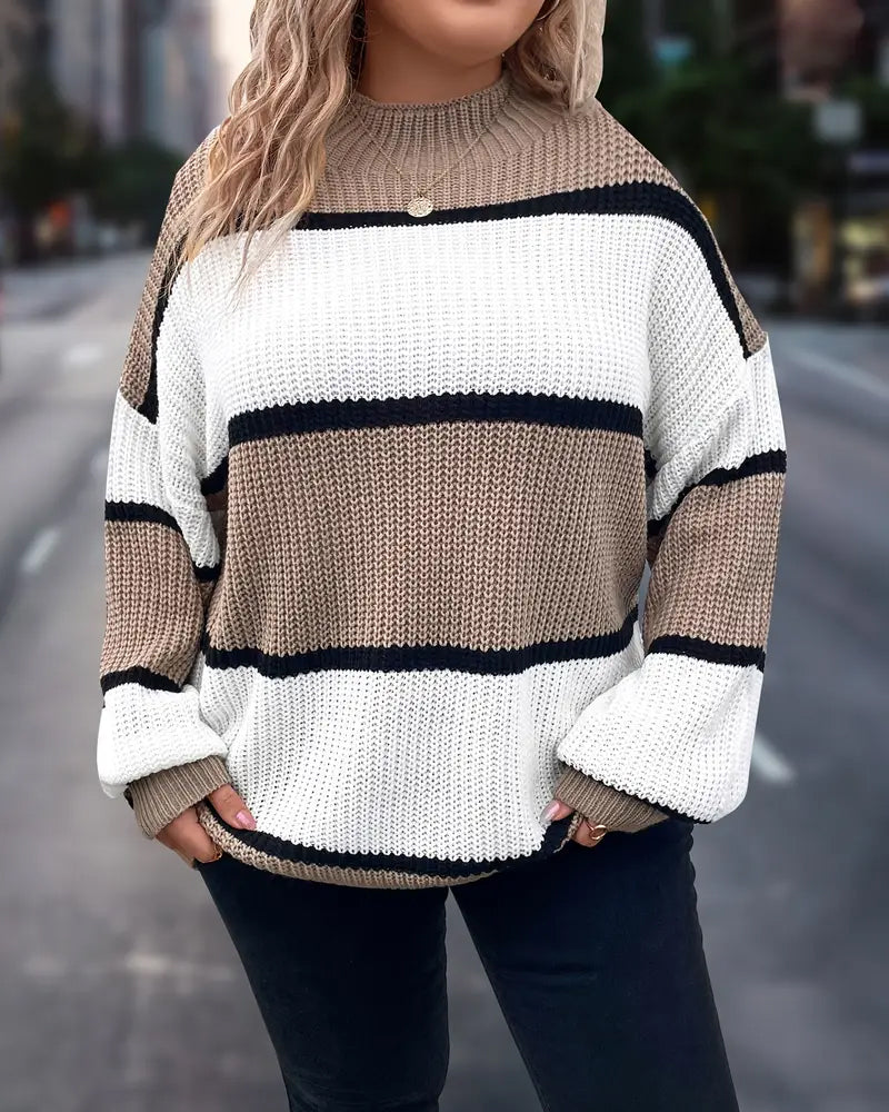 Weiter Pullover mit Kontraststreifen und Drop-Schulter