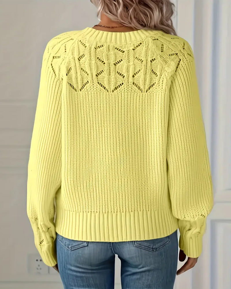 Pullover Rundhalslangarm Lochmuster
