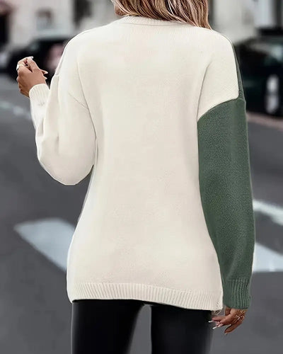 Pullover mit V-Ausschnitt und unregelmäßigem Colorblocking