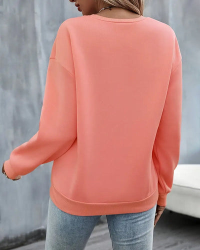 Sweatshirt Runder Ausschnitt Herzaufdruck