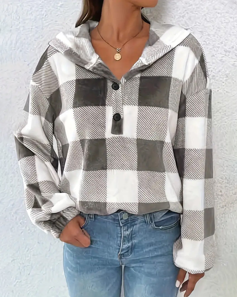 Kapuzenpullover mit Karo-Print