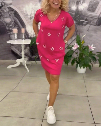 Kleid Mode V-Ausschnitt Kurzärmelig