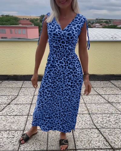 Ärmelloses Leopardenmuster-Kleid