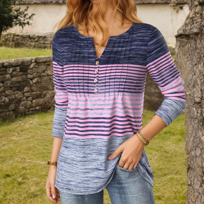 Blouse Color Block Striped