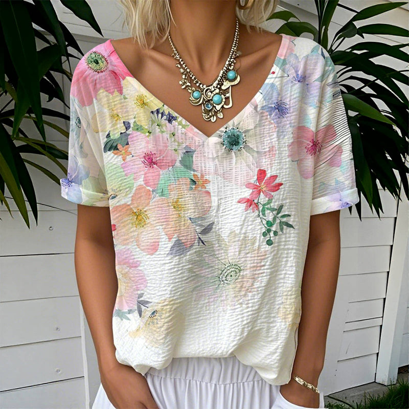 T-Shirt Décontracté À Imprimé Floral