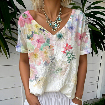 T-Shirt Décontracté À Imprimé Floral