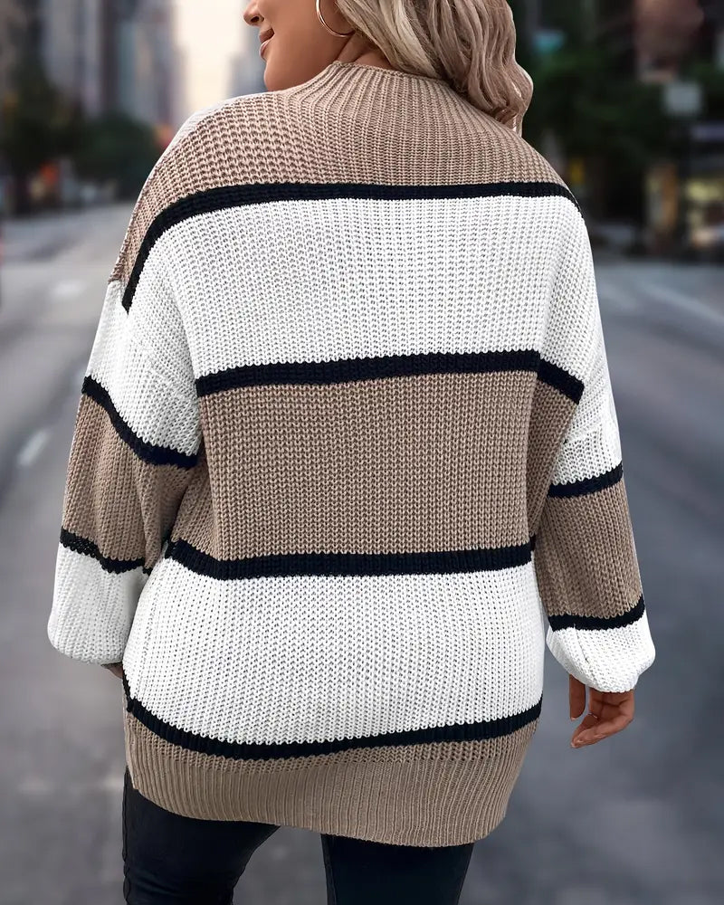 Weiter Pullover mit Kontraststreifen und Drop-Schulter
