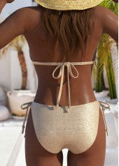 ROTITA Champagne Lace Up Detail Bikini Set