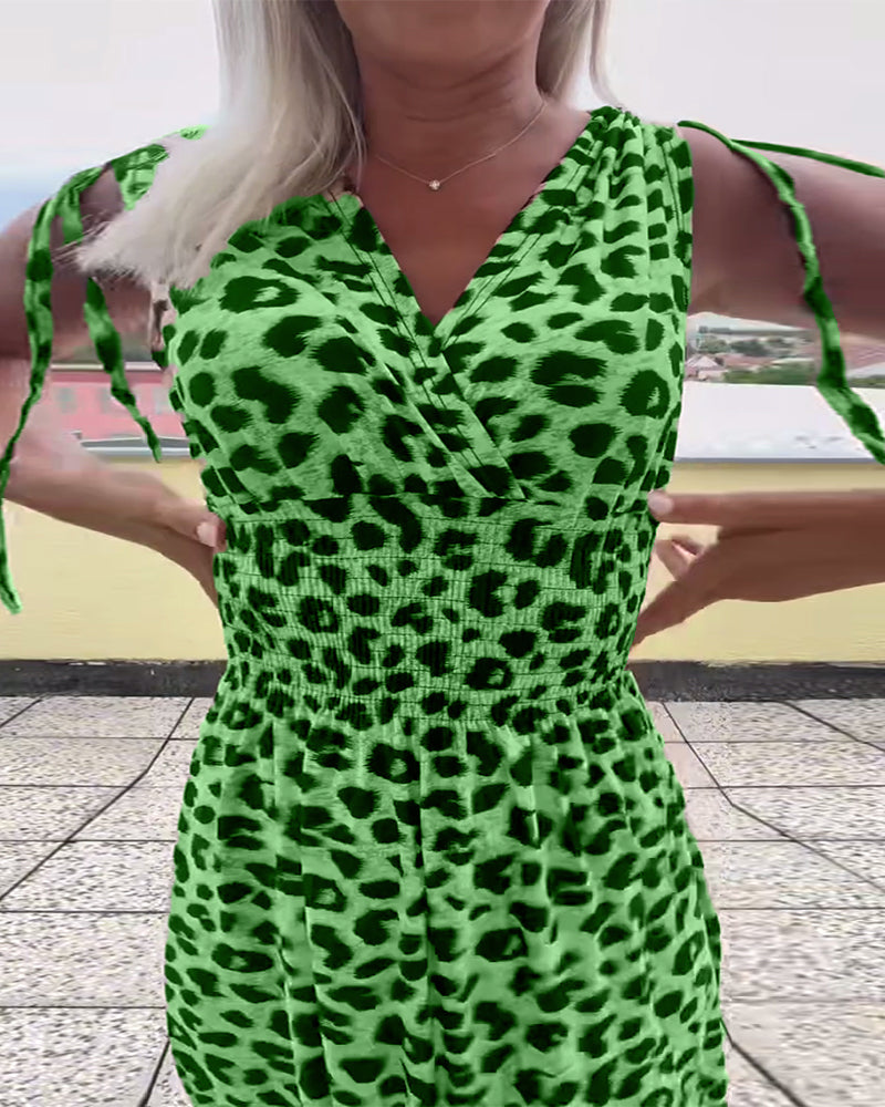 Ärmelloses Leopardenmuster-Kleid