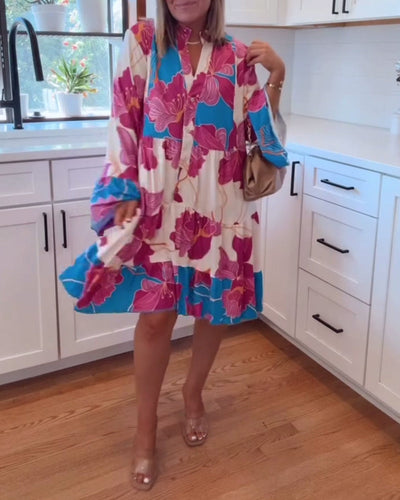 casual loose printed knee-length dress