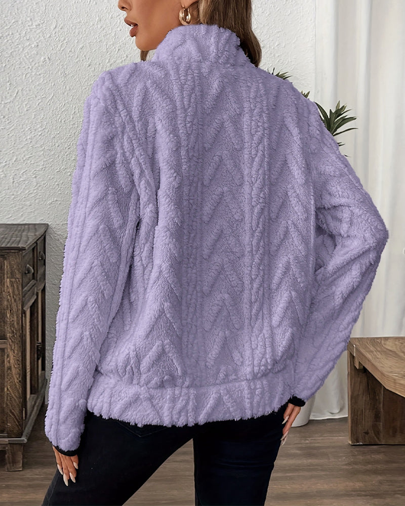 Sweatshirt mit Revers Frontreißer Flauschig