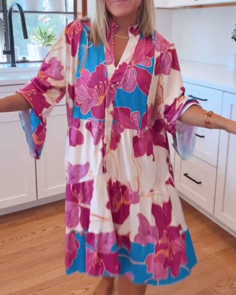 casual loose printed knee-length dress