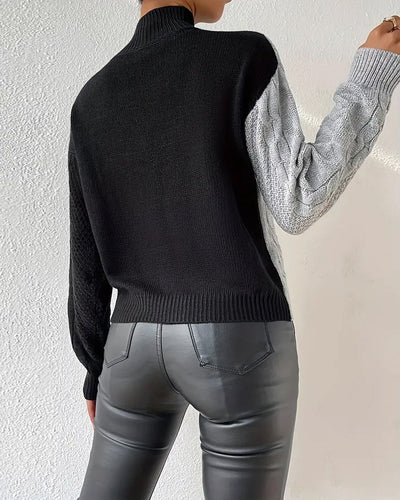 Pullover Rollkragen Kontrast Langarm