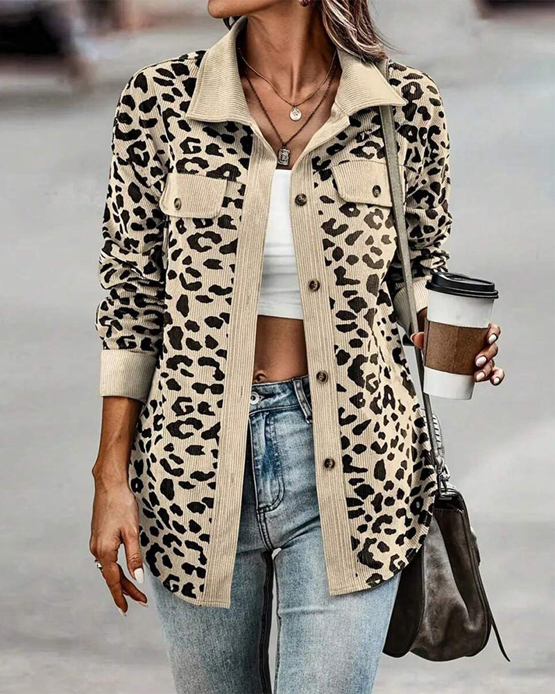 Mantel Mode Leopardenprint Revers