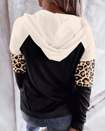 Sweatshirt Mit Kapuze Leopardendruck Casual