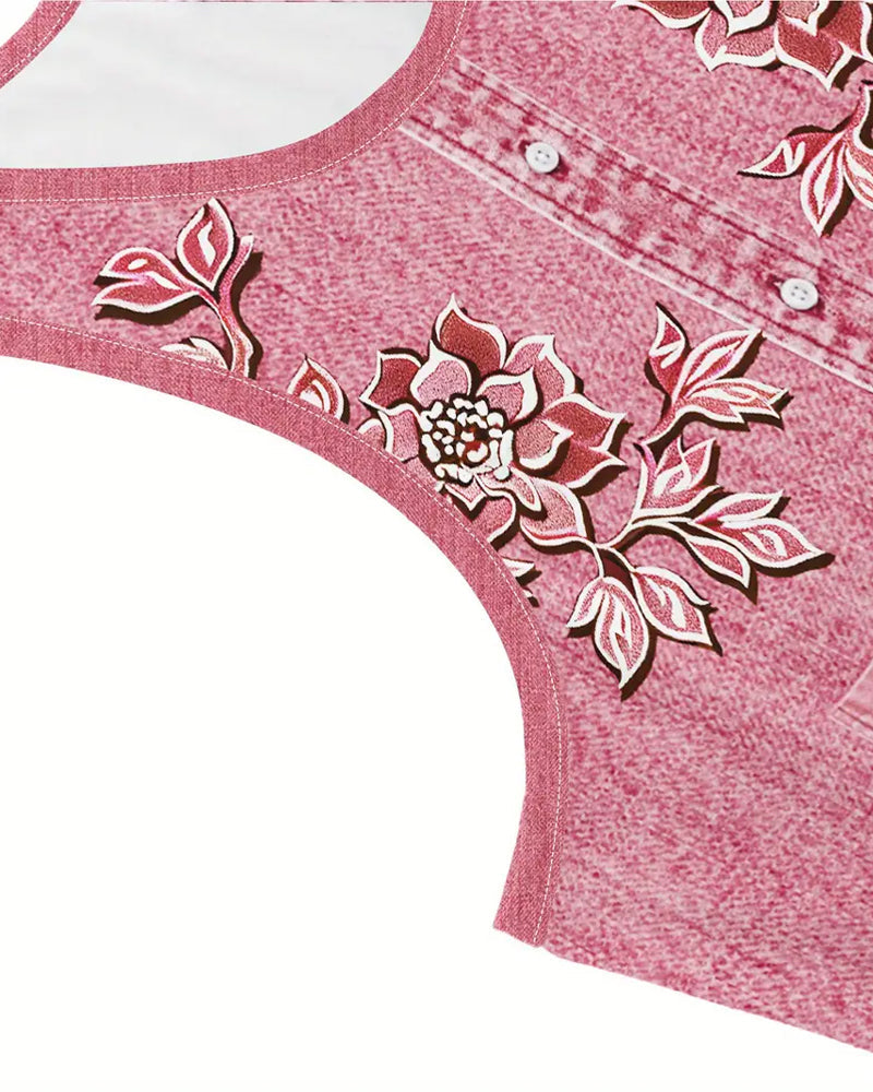 Kleid Ärmellos Imitat Denim