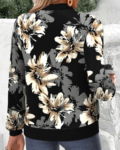 Jacke Blumenprint Auffälliger Reißverschluss