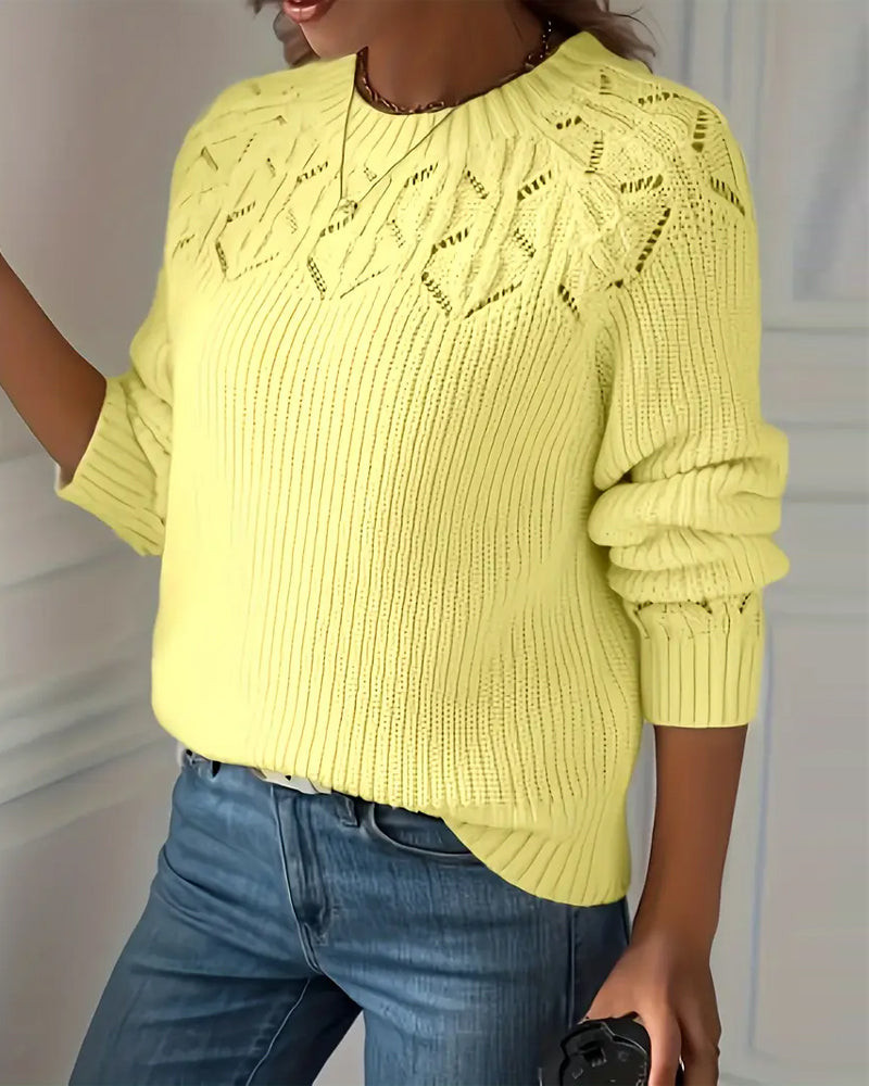 Pullover Rundhalslangarm Lochmuster