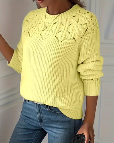 Pullover Rundhalslangarm Lochmuster