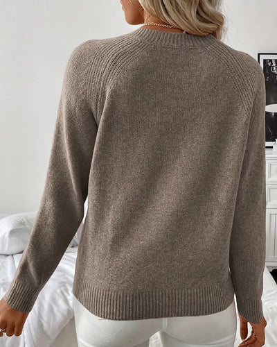 Sweater button decoration raglan sleeves