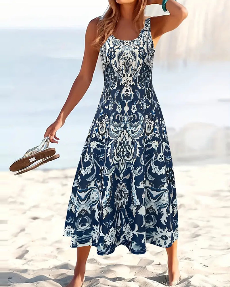 Kleid Urlaub ärmellos modischer Druck