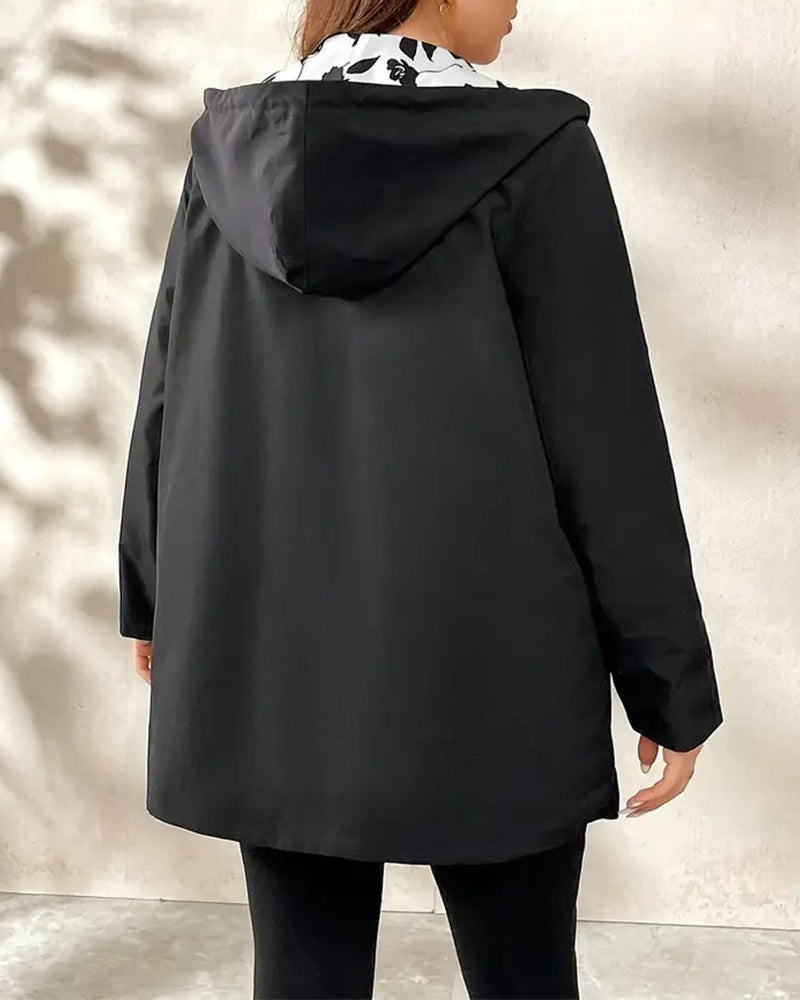 Mantel mit Kapuze beidseitig umkehrbar Trenchcoat