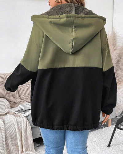 Mantel Fleecefutter Colorblocking Reißverschluss