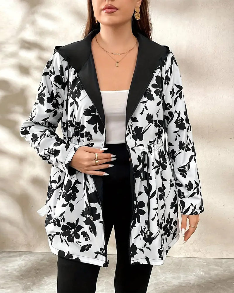 Mantel mit Kapuze beidseitig umkehrbar Trenchcoat