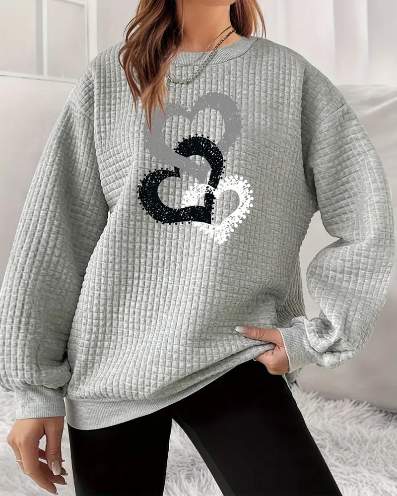 Sweatshirt mit Herz-Print und langen Ärmeln