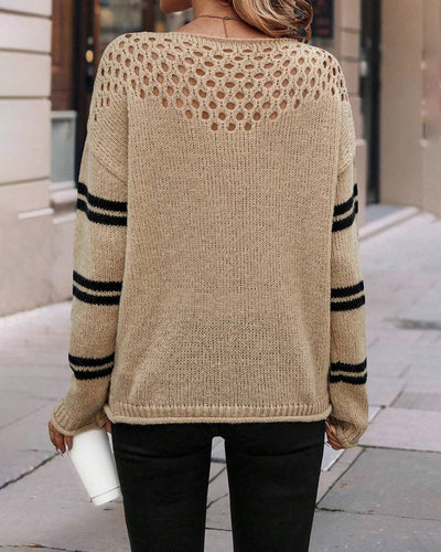 Pullover Hohl Perlen Mode