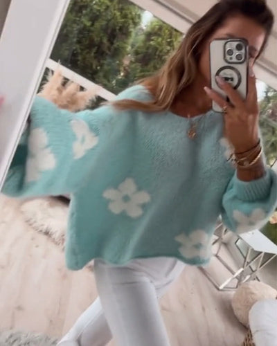 Pullover lässiger Pullover mit Blumenmuster
