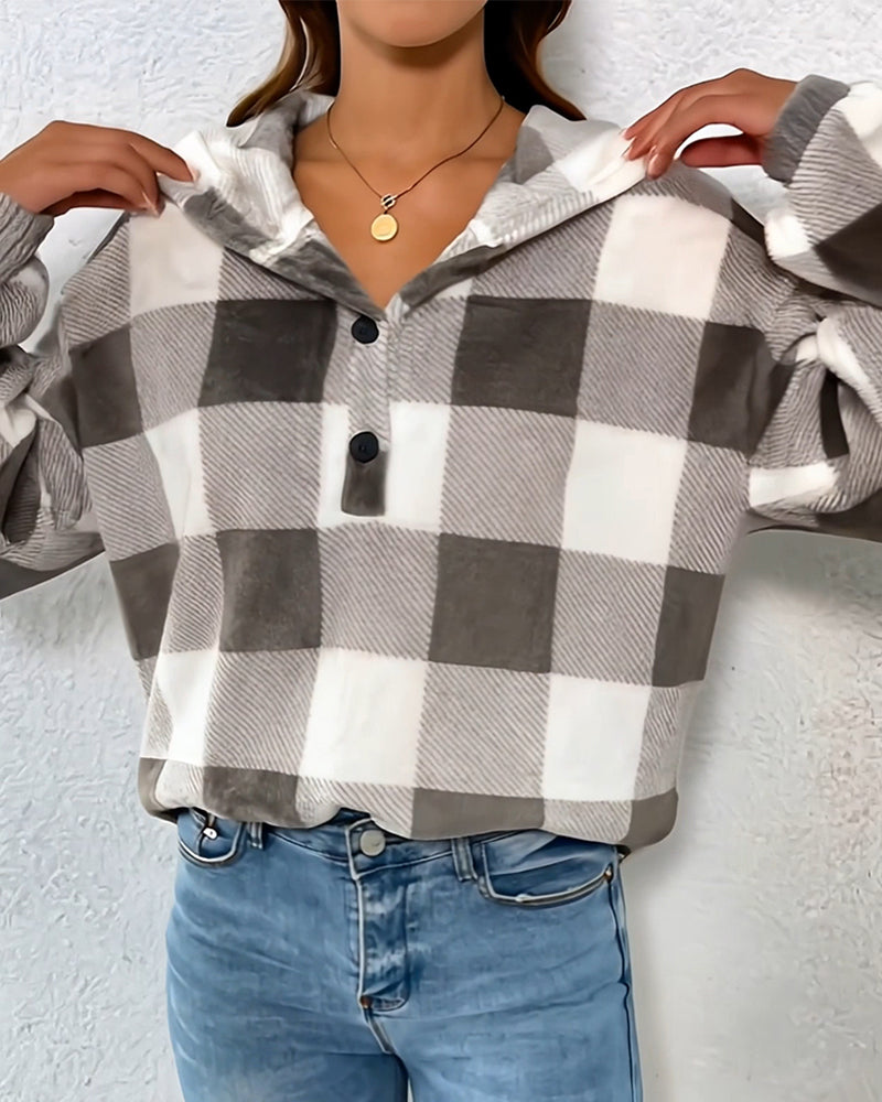 Kapuzenpullover mit Karo-Print