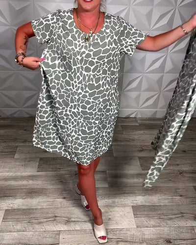 Lässiges Kleid mit Rundhalsausschnitt und Print