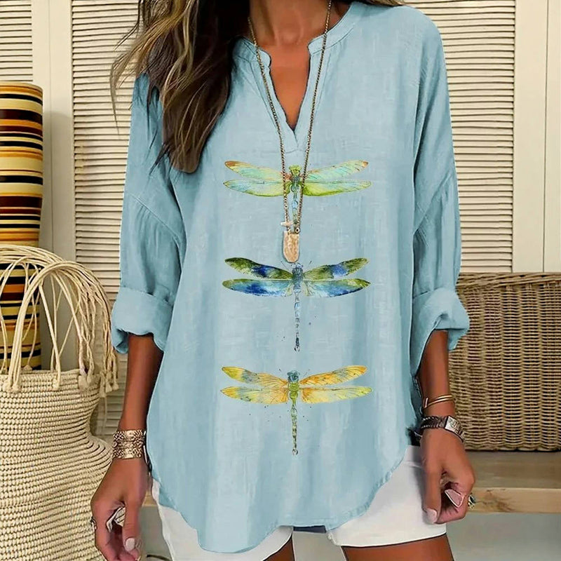 Blouse Casual Dragonfly Print