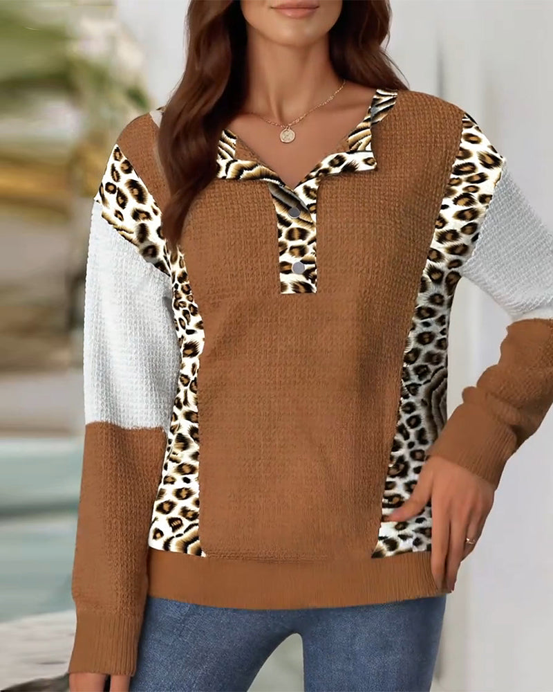 Sweatshirt mit kontrastfarbigem Leopardenmuster