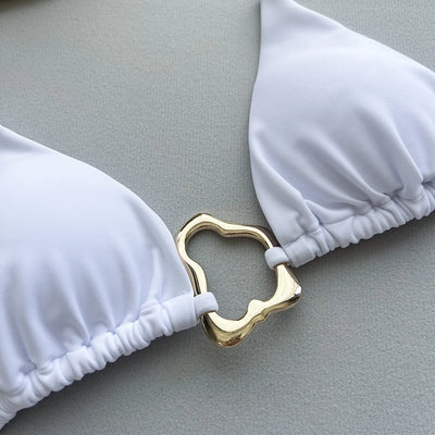 Bikini Solid Color Lace-up