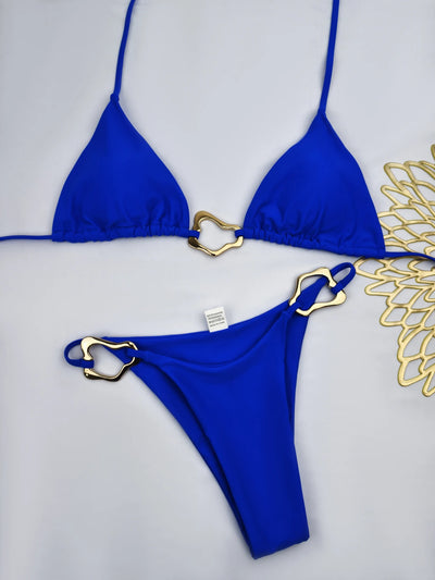Bikini Solid Color Lace-up