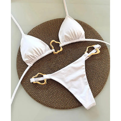 Bikini Solid Color Lace-up