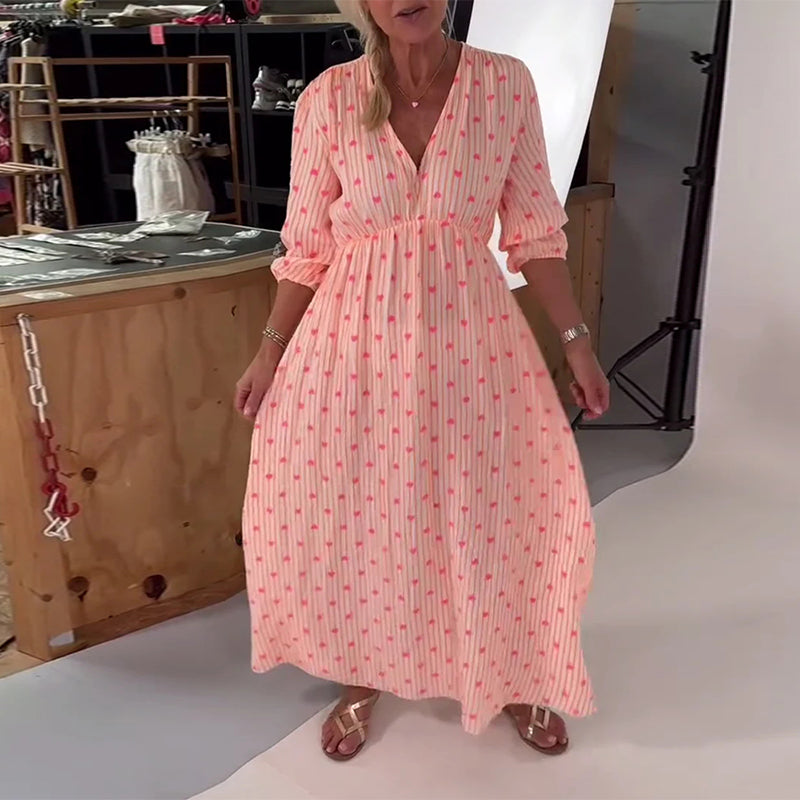 Kleid Elegant V-Ausschnitt Herzmuster