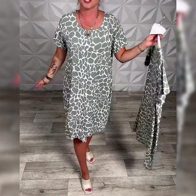 Lässiges Kleid mit Rundhalsausschnitt und Print