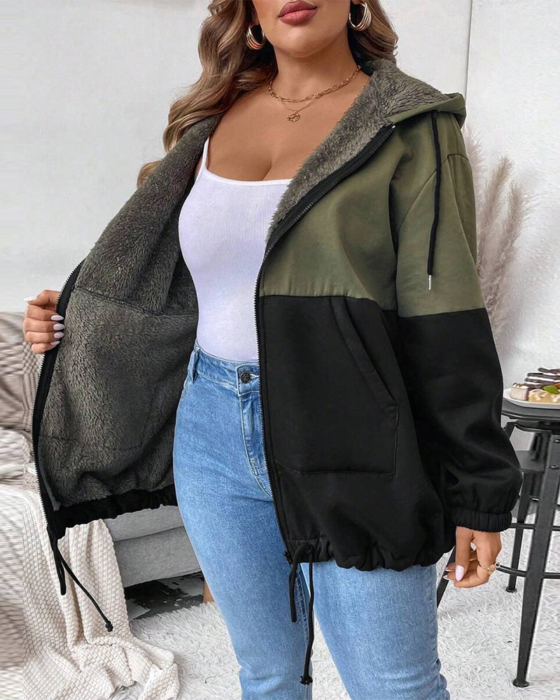 Mantel Fleecefutter Colorblocking Reißverschluss