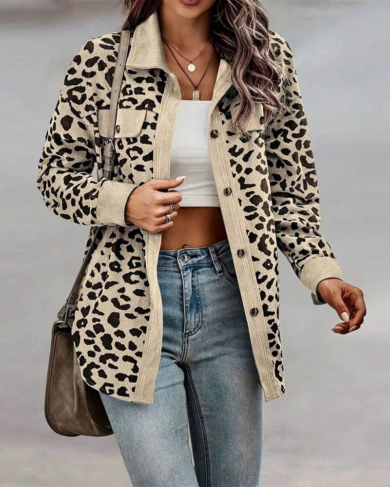 Mantel Mode Leopardenprint Revers