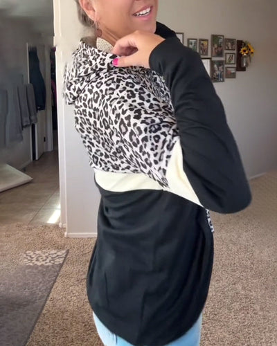 Sweatshirt lässig Leopardenmuster mit Kapuze