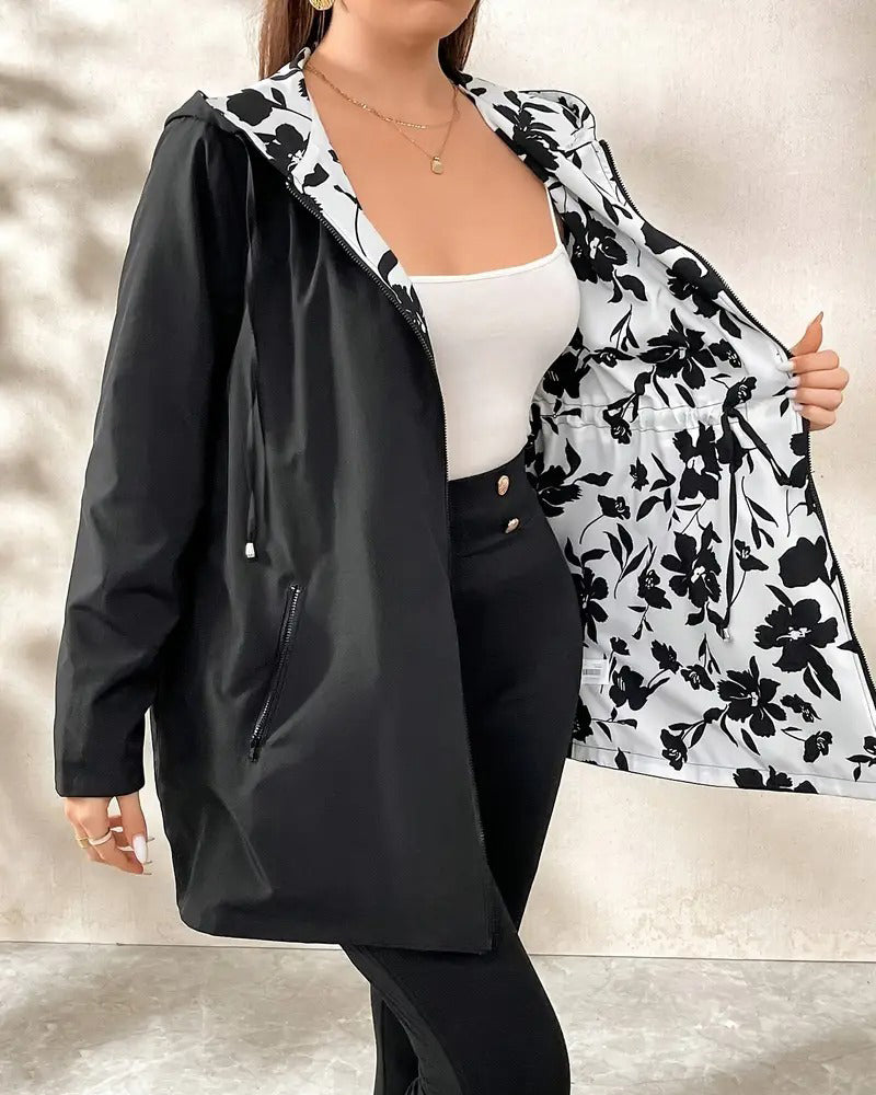 Mantel mit Kapuze beidseitig umkehrbar Trenchcoat