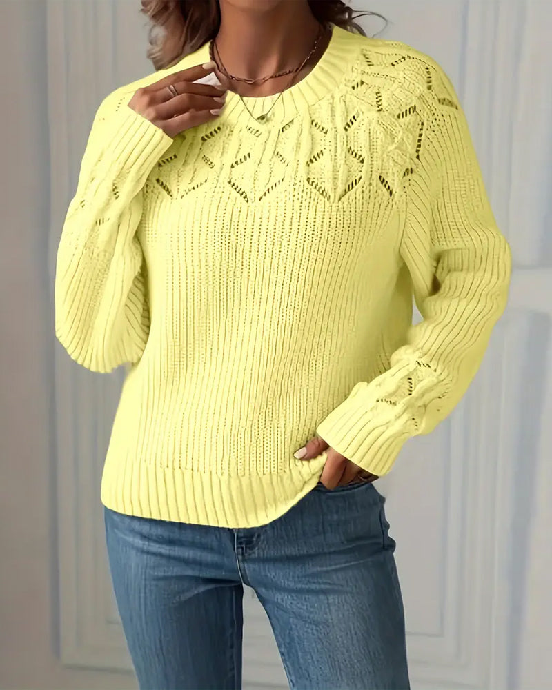 Pullover Rundhalslangarm Lochmuster