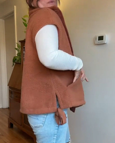 Mantel mit Kordelzug-Akzent Lammfleece Weste