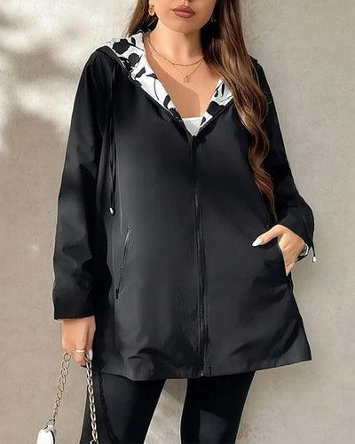 Mantel mit Kapuze beidseitig umkehrbar Trenchcoat