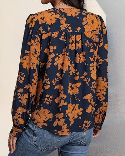 Bluse V-Ausschnitt Modisch Gedruckt