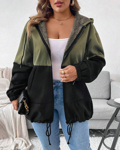 Mantel Fleecefutter Colorblocking Reißverschluss